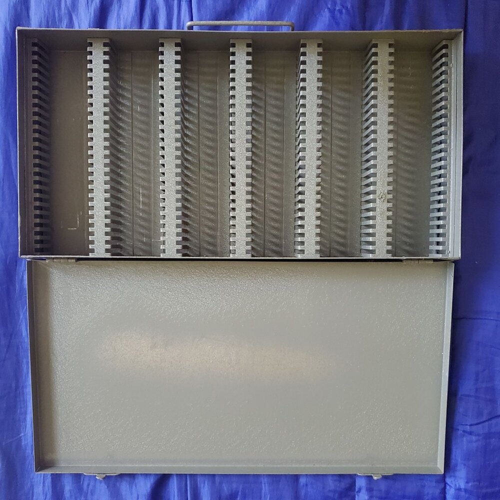 Vtg 1950's Brumberger Steel 35mm Slide Archival Storage System Photo Carry Case